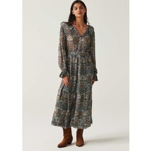 Ba&sh Phoenix Boho Floral Tiered V-Neck Maxi Dress